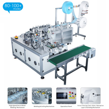 High speed 1+1 flat face mask machine